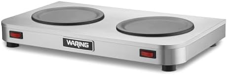 Waring Commercial WCW20 Café Deco Double Coffee Carafe Warmer, 120V, 5-15 Phase Plug,Silver