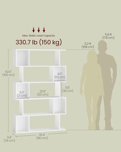 VASAGLE 5-Tier Bookcase, Open Storage, 35.4 x 9.4 x 62.6 Inches