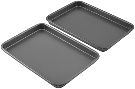 GoodCook Everyday Toaster Oven Mini Baking Sheets Set of 2 Set of 2 Heavy-Gauge Steel Baking Pans with Scratch-Resistant Nonstick, 9 x 6.2-Inch, Gray