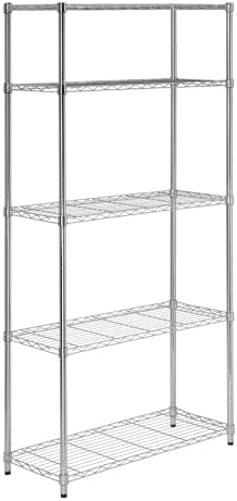 Honey-Can-Do 5-Tier Heavy Duty Adjustable Shelving Unit, 200-lb Per Shelf NSF Certified Metal Storage Rack, Chrome Wire Shelf for Garage Kitchen Pantry, 36 x 14 x 72 in