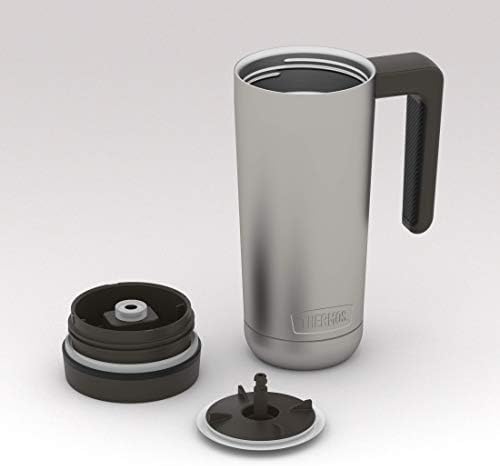 THERMOS ALTA SERIES Stainless Steel Mug 18 Ounce, Matte Steel/Espresso Black