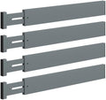 4 Pack Bamboo Drawer Dividers 17-22" Adjustable Kitchen Organizer, Gray