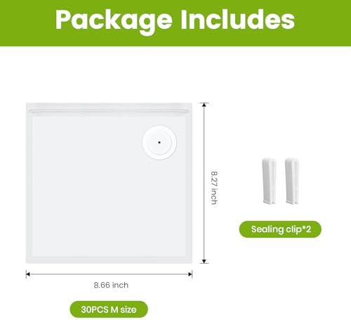 FEPPO Vacuum Sealer Bags for Food, 30 PCS 8.3"×8.7" Reusable