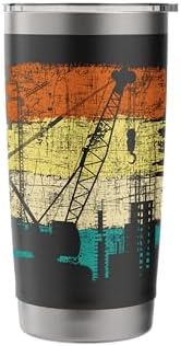 Crane Operator - Retro Tower Crane Heavy Equipment Driver Stainless Steel Insulated Tumbler