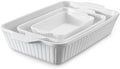 DOWAN Casserole Dishes for Oven, Baking Dishes Set, Ceramic Bakeware Sets of 3, Lasagna Pan Deep, Rectangular Baking Pan Set with Handles for Baking, Casserole, Kitchen, Wedding Gift, Soft White (15.6''/12.2''/8.9'')