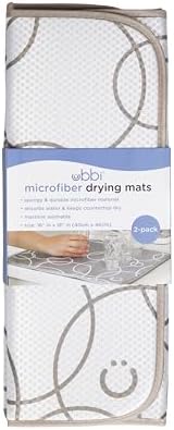 Ubbi Microfiber Dish Drying Mat, Taupe 2-Pack