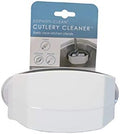Cutlery Cleaner Brush, Suctioned in-Sink Silverware Scrubber, Non-Scratch Bristles, Easily Clean Utensils and Sharp Knives, Convenient Kitchen Gadget, White