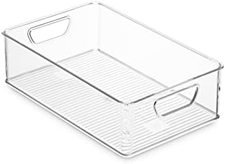 Munfix Set Of 16 Refrigerator Organizer Bins - Plastic Pantry Organization and Storage Baskets - Stackable Food Fridge Organizers with Cutout Handles for Freezer, Kitchen, Countertops, Cabinets