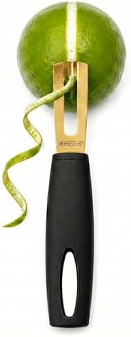 A Bar Above Channel Knife, Black Ergo Handle Gold Blade, Citrus Peeler