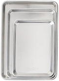 Nordic Ware Naturals 3 Piece Set - USA Made Aluminum Commercial Quality Sheet Pan for Baking or Roasting, Encapsulated Galvanized Steel Rim Prevents Warping; Half Sheet, Jelly Roll and Quarter Sheet
