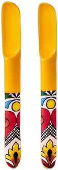 Prepara Yellow Talavera Taco Spoon, Set of 2, 7.2'x1'