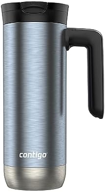 Contigo Superior 2.0 Stainless Steel Travel Mug with Handle Leak-Proof Lid Double-Wall Insulation for Hot & Cold Beverages, 20oz ,Dark Ice, Ideal for Commuting and Travel