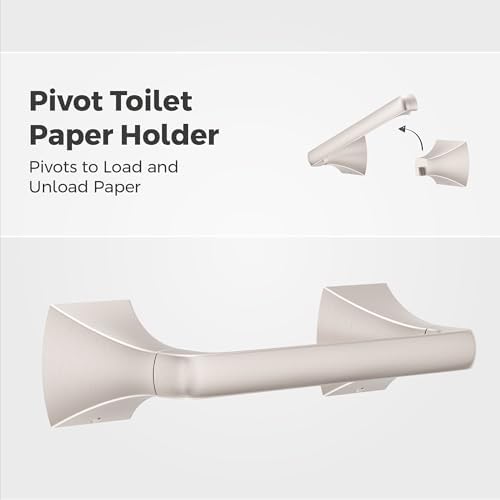 Pfister Bruxie 3-Piece Bathroom Hardware Set with Towel Bar, Towel Ring, and Toilet Paper Holder, Wall-Mounted, Spot Defense Brushed Nickel Finish, BTBBIE3GS