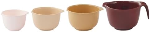 Glad Mixing Bowls with Pour Spout, Set of 4 - Nesting Plastic Bowls (1.2qt, 1.9qt, 2.8qt, and 3qt with Handle) - Non Slip Base, Dishwasher Safe Kitchen Cooking and Baking Supplies, Beige