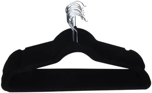 Amazon Basics Slim Velvet Non-Slip Space Saving Suit Clothes Hangers for Closet Organization, Black/Silver, 30-Pack