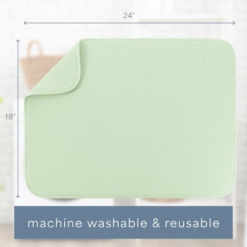 S&T INC. Dish Drying Mat, 18" x 24", XL, Mint Green
