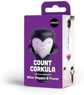 OTOTO 2 in 1 Wine Stopper & Pourer - Wine Cap, Wine Cork - Vampire, Halloween Gifts, Emo Accessories, Gothic Kitchen, Goth Gifts, Bat, Kitchen Gadgets - (Count Corkula)