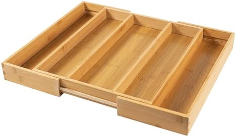 Utoplike Drawer Organizer Kitchen Utensils, Expandable Bamboo Cutlery Tray