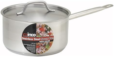 Winco 4 1/2 qt Heavy-Duty 4.5 qt Stainless Steel Sauce Pan with Cover