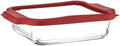 Anchor Hocking Glass Baking Dishes for Oven, 8 Inch Square Glass Cake Pan with TrueFit Cherry Lid