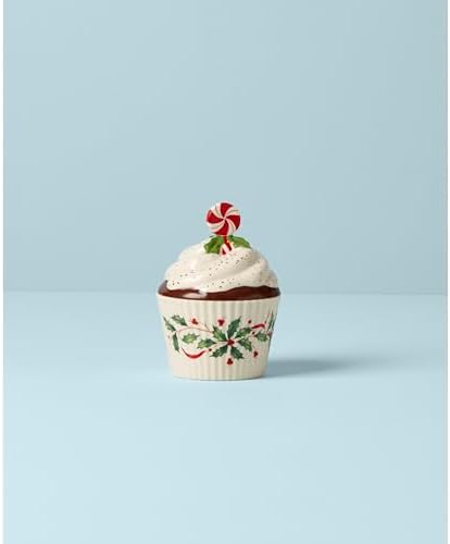 Lenox Holiday Bakeshop Cupcake Christmas Candy Jar with Lid