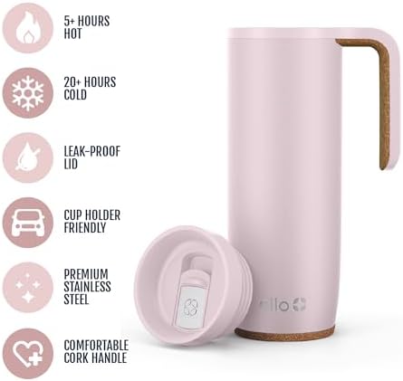 Ello Magnet 18oz Insulated Stainless Steel Travel Mug with Handle, Sonoma
