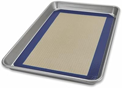 USA Pan Bakeware Nonstick Jelly Roll Pan and Silicone Baking Mat Set
