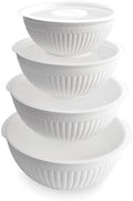 Nordic Ware Prep and Serve Mixing Bowls Set, 8-Piece, Glacier White