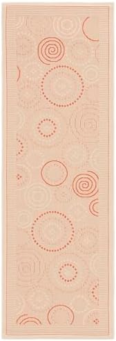 SAFAVIEH Washable Rug Outdoor Courtyard Collection - 2'3" x 12' Runner, Natural & Terracotta, Non-Shedding & Easy Cleaning, Ideal for Patio, Entryway, Mudroom, Hallway, Kitchen (CY1906-3201)