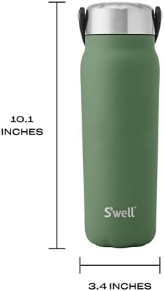 S'well Recycled Stainless Steel Explorer with Insulated Lid and Handle, 24oz, Green Jasper, Triple Layered Vacuum Insulated Containers Keeps Drinks Cold for 36 Hours and Hot for 8