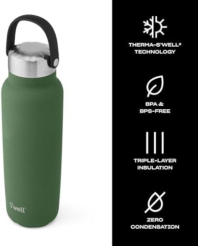 S'well Recycled Stainless Steel Explorer with Insulated Lid and Handle, 40oz, Green Jasper, Triple Layered Vacuum Insulated Containers Keeps Drinks Cold for 54 Hours and Hot for 12