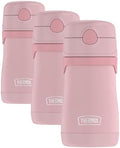 THERMOS BABY 10 ounce Stainless Steel Vacuum Insulated Straw Bottle, Rose (Pack of 3)