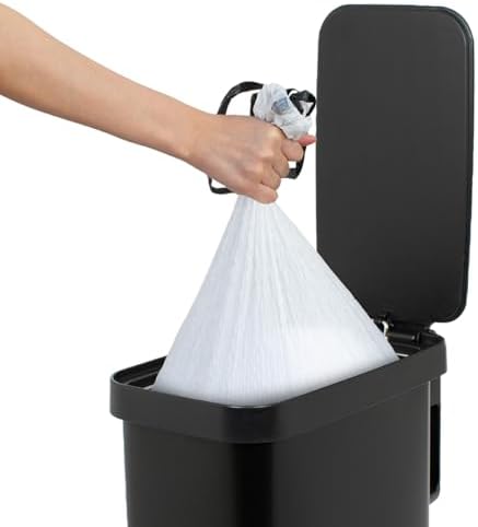 Glad Slim Trash Can with Clorox Odor Protection - Narrow Kitchen Garbage Bin with Soft Close Lid, Step On Foot Pedal and Waste Bag Roll Holder, Black, 12 Gallon/45 Liter
