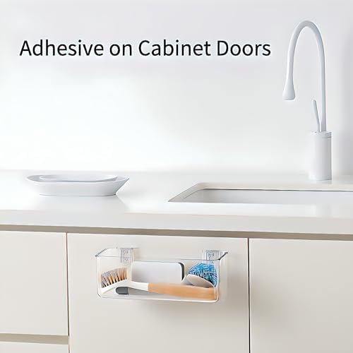 vacane Plastic Over Cabinet Door Organizer, Adhesive Mount Storage Organizer Container Makeup Organizer Hanging Basket Bins For Craft Room, Pantry, Office, Space Saving Holder for Kitchen Bags-XL
