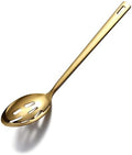 Gold Cooking Spoon, Berglander Stainless Steel Slotted Spoon Titanium Gold Plating, Kitchen Serving Basting Spoon For Cooking, Dishwasher Safe, Easy to Clean