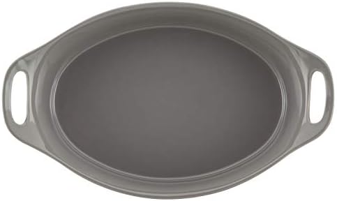 Rachael Ray Solid Glaze Ceramics Bakeware / Baking Pan, Oval - 2.5 Quart, Gray