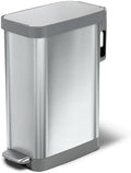 Glad Slim Trash Can with Clorox Odor Protection - Narrow Kitchen Garbage Bin with Soft Close Lid, Step On Foot Pedal and Waste Bag Roll Holder, All Stainless, 12 Gallon/45 Liter