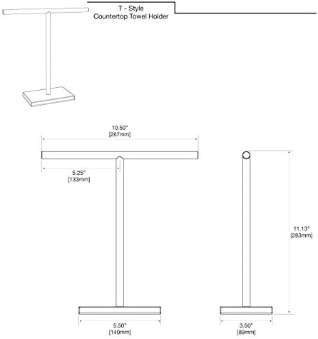 Gatco 1444W, Modern Rectangle Base Freestanding Countertop Towel Holder, Matte White / 10.50" W x 11.13" H T-Shape Style Countertop Hand Towel Holder for Bathroom, Kitchen/Fingertip Towel Rack
