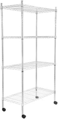 Whitmor 4 Tier Storage Shelves, Heavy Duty with Wheels, Adjustable Steel Organizer Wire Rack, 200 lbs Capacity per Shelf, Max 800 lbs Total for Garage, Kitchen, Plant, 36" L x 14" W x 54" H, Chrome