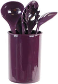 Reston Lloyd 6 Piece Kitchen Utensil Holder for kitchen counter, Utensils crock with Heat Resistant Spoon, Slotted Spoon, Ladle, Spatula BPA Free, Plum
