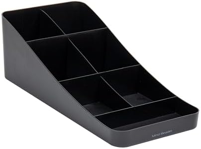 Mind Reader Cup and Condiment Station, Countertop Organizer, Coffee Bar, Kitchen, Stirrers, 7.25"L x 15.5"W x 5.25"H, Black