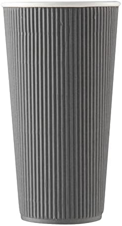 Restaurantware Ripple Wall Coffee Cups 10 Count 20 Ounce Insulated Gray Paper Cups, Rolled Rim Spill-Resistant Disposable Paper Non-Slip for Coffee, Beverages