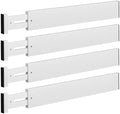 4 Pack Bamboo Drawer Dividers 17-22" Adjustable Kitchen Organizer, White