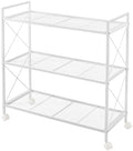 SONGMICS 3-Tier Steel Storage Rack with Wheels, Mesh Shelving Unit