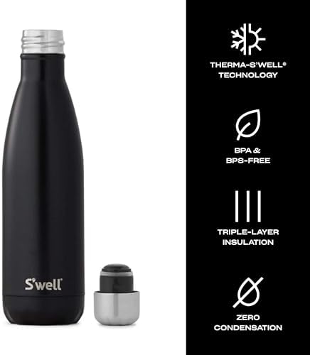 S’well Stainless Steel 17oz Water Bottle, London Chimney Design, Triple-Layer Vacuum Insulation Keeps Drinks Cold for 36 Hours and Hot for 18, BPA Free