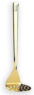 Gold Potato Masher, Berglander Heavy Duty Metal Potato Ricer Stainless Steel With Titanium Gold Plating, Food Utensil Hand, Vegetables Fruits Mashe, Dishwasher Safe, Easy to Clean