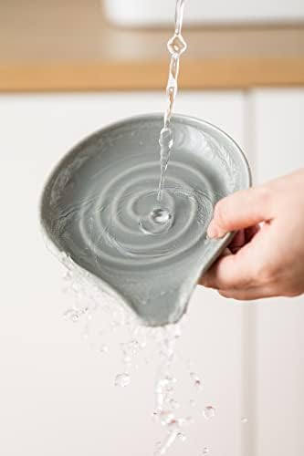 LAUCHUH Spoon Rest for Stove Top, Ceramic Spoon Holder for Kitchen Counter