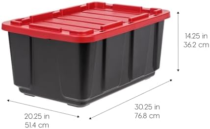 IRIS USA 4-Pack 27 Gal Heavy Duty Storage Tote Bins with Lids, Red
