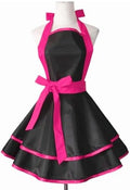 Violet Mist Retro Aprons for Women - Sexy Vintage Black Rose Pink 50s Apron for Halloween, Christmas, Cooking, Kitchen, Housewife, Waitress, Mother's Gift