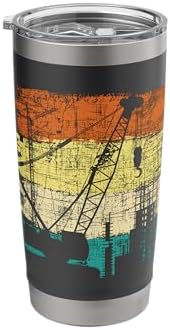 Crane Operator - Retro Tower Crane Heavy Equipment Driver Stainless Steel Insulated Tumbler